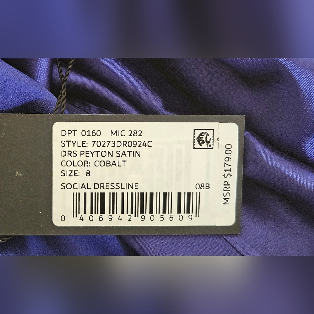NWT Gianni Bini Peyton Satin Mini Sheath Dress: Color- Cobalt: Size- 8 - Picture 8 of 10